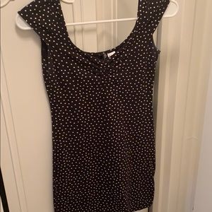 Black with white polka-dot mini dress